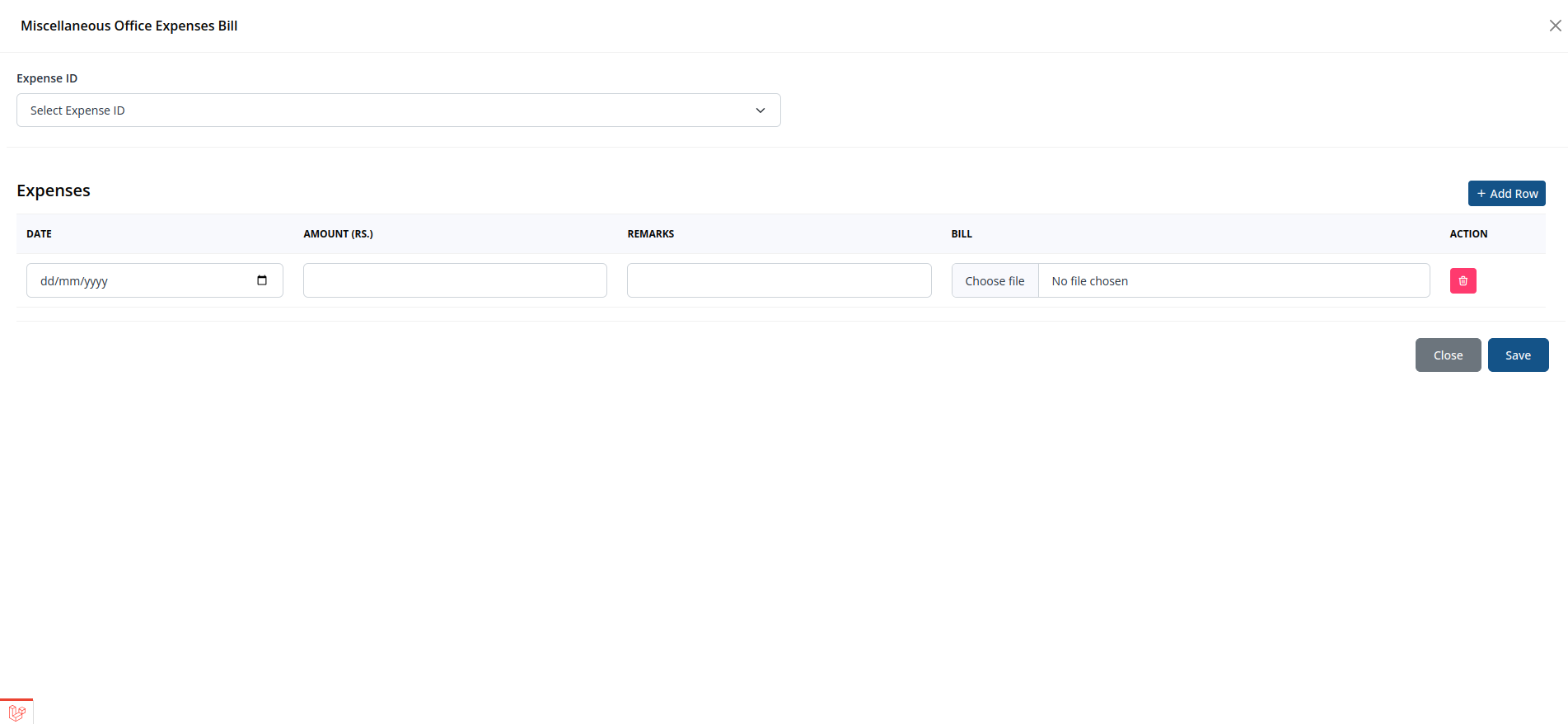 Office Expenses Bill screenshot