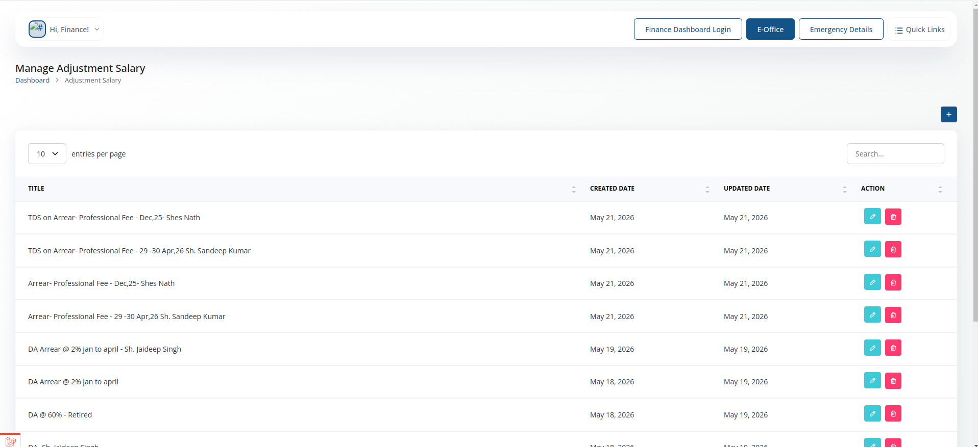 Adjustment Salary screenshot