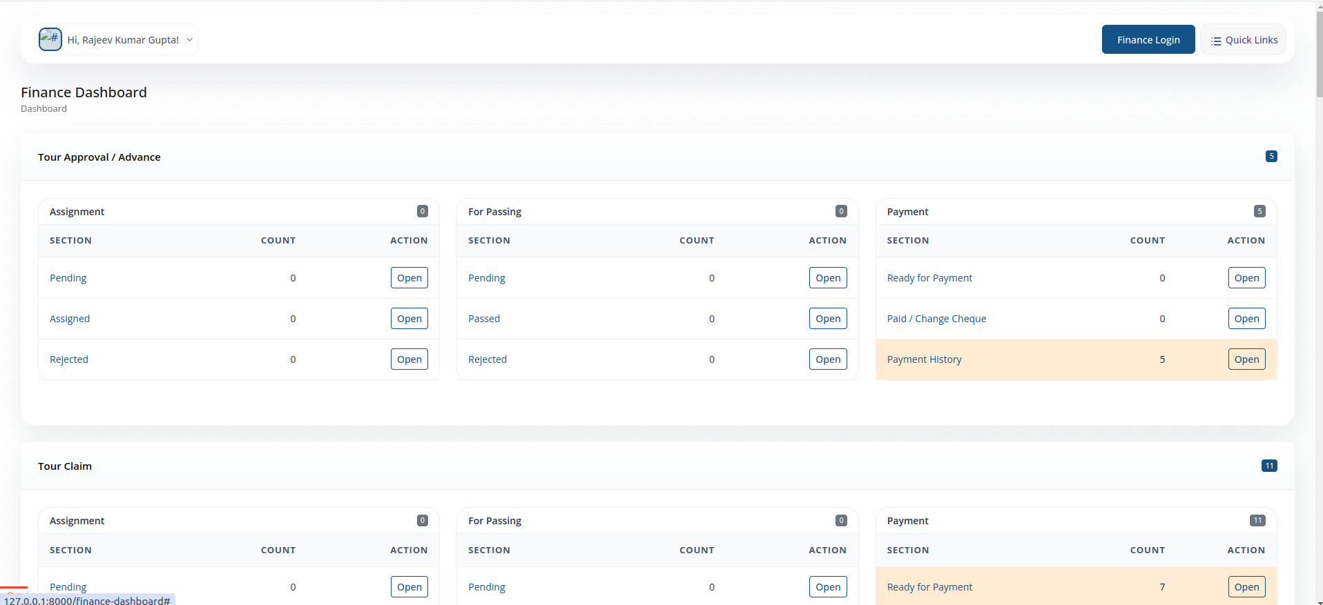 Dashboard screenshot