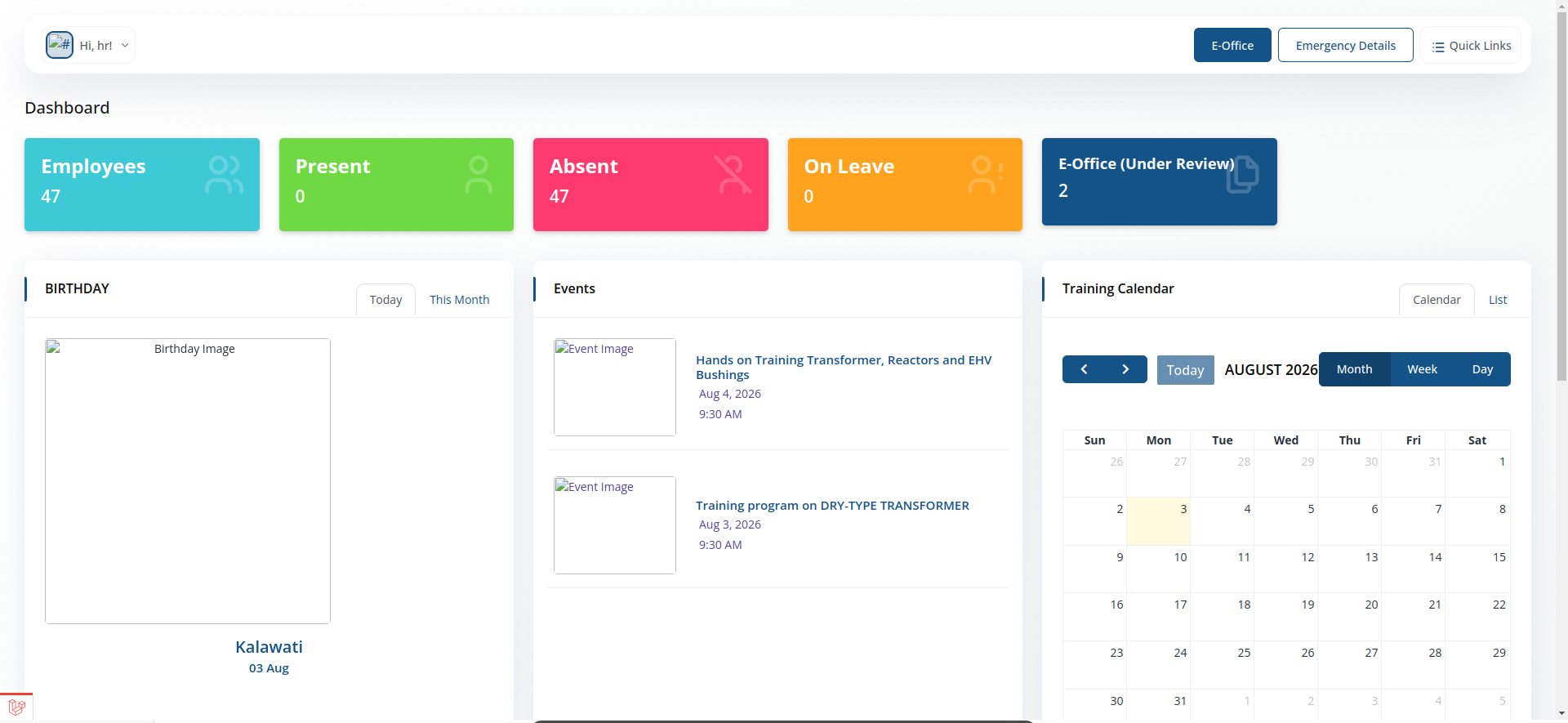 Dashboard screenshot