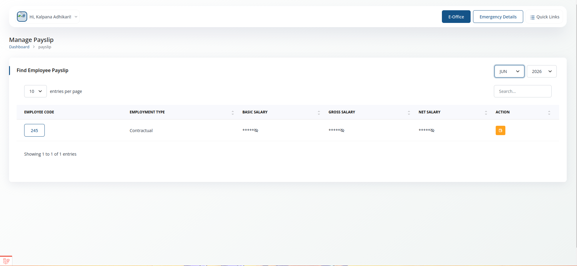 Payslip screenshot